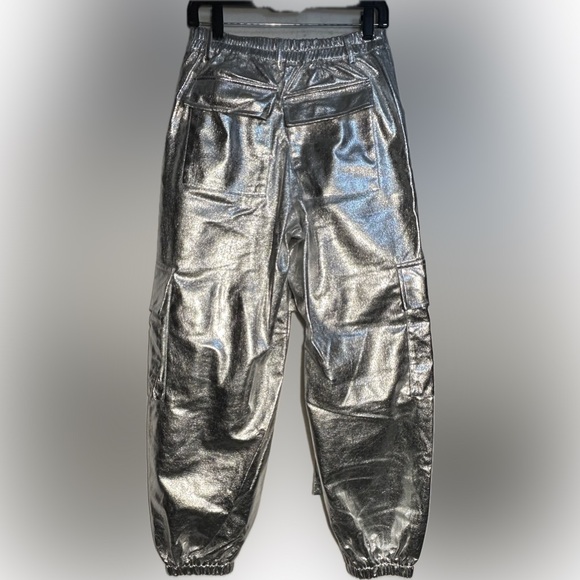 Hot & Delicious Silver Cargo Pants Metallic Shine - Picture 8 of 16